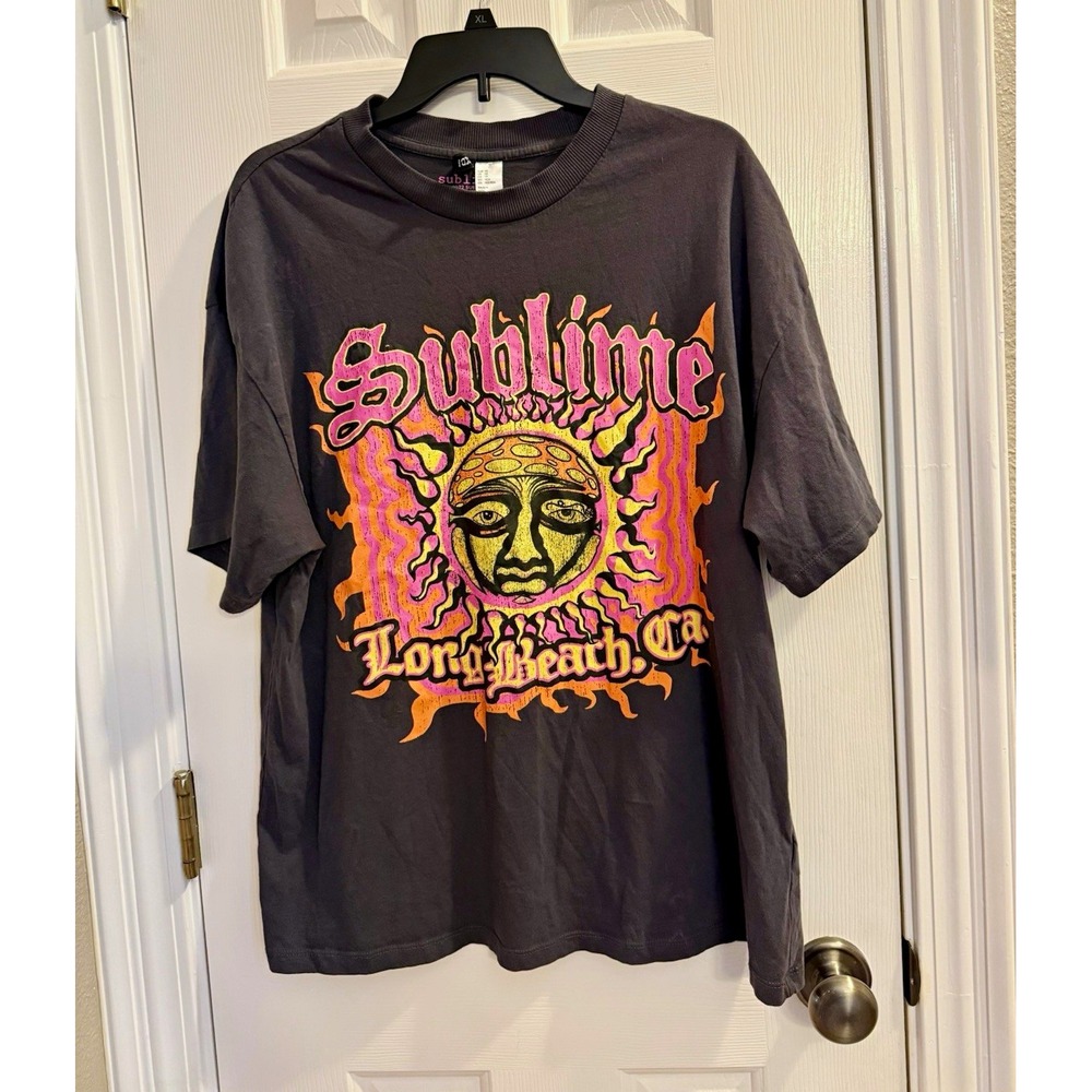 Divided by H&M Men's XS Sublime Long Beach CA Graphic T-Shirt Gray Crew Neck